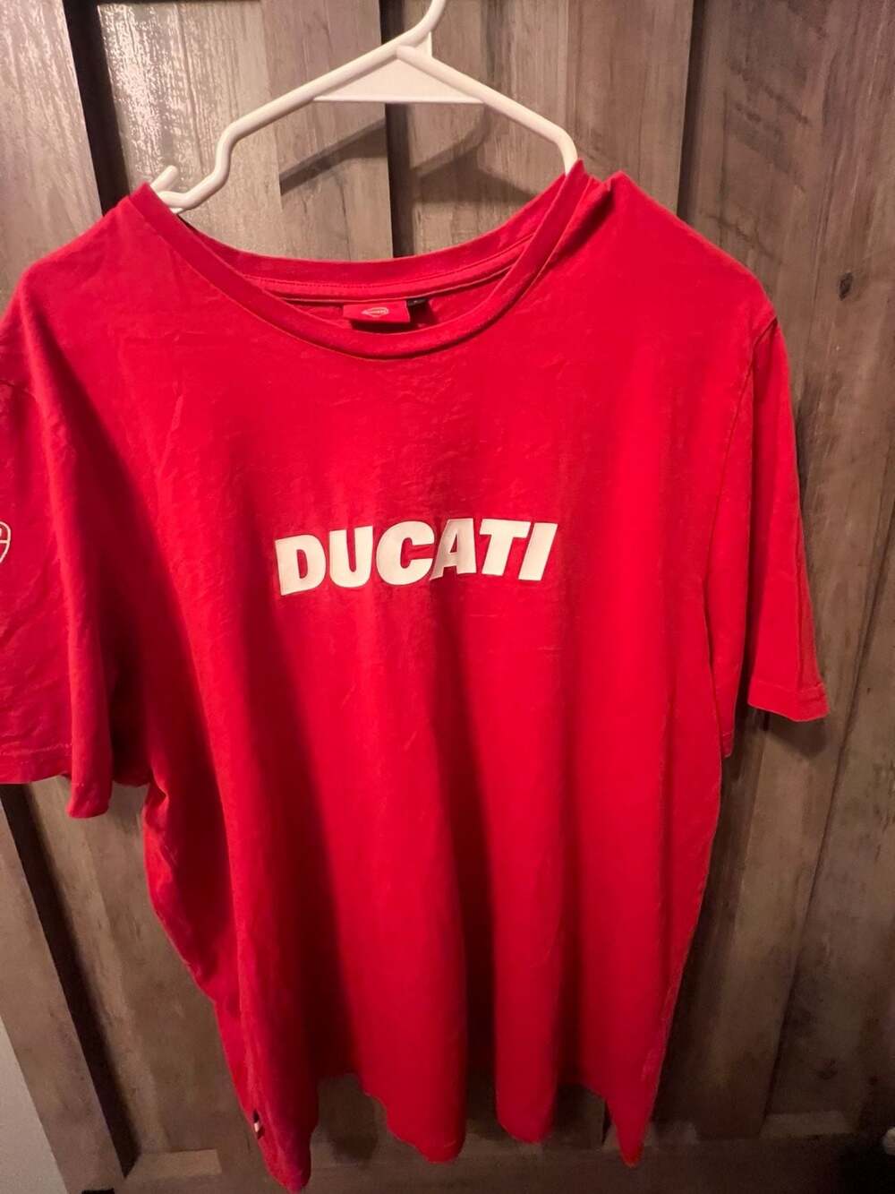 Official Ducati Logo Graphic Short Sleeve T-Shirt with Sleeve Patch